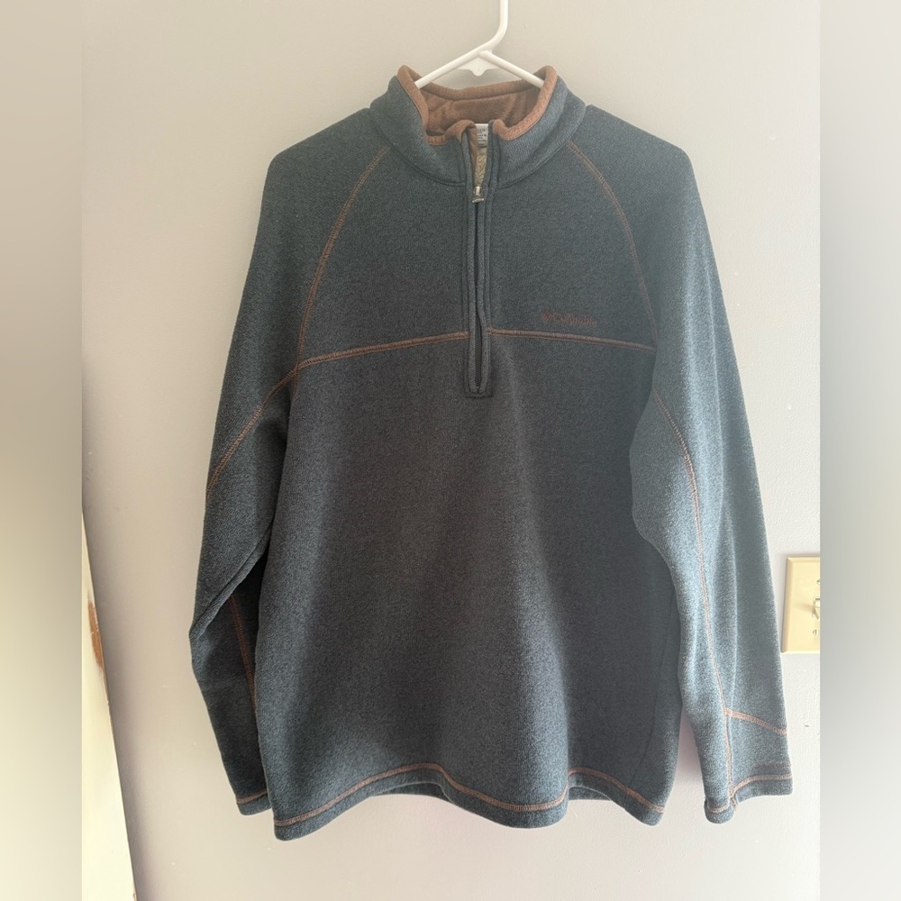 Columbia Mens Great Heart Mountain Gray 3/4 Zip Fleece Lined Pullover SZ XL